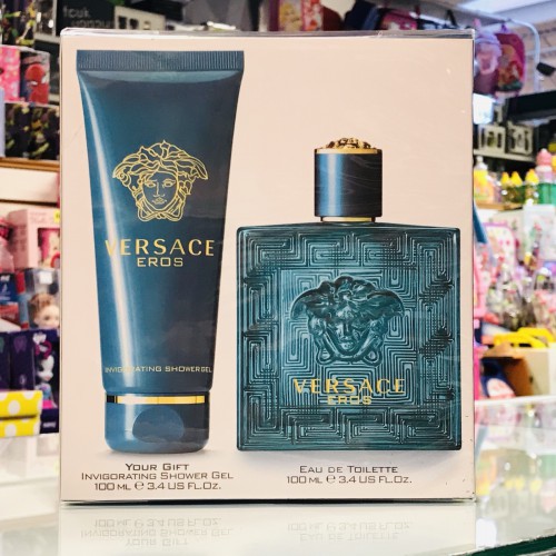Versace Eros 2PCs Men Set, 3.4 fl.oz edt spray + Invigorating shower Gel