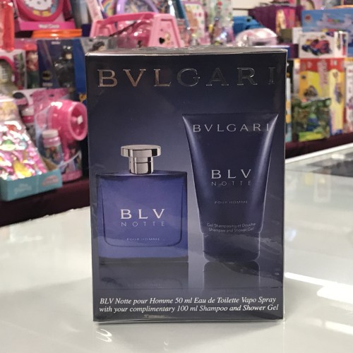 Bvlgari BLV Notte Pour Homme 2PCs Men Set, 1.35 oz EDT spray + 3.4 oz Shampoo Gel