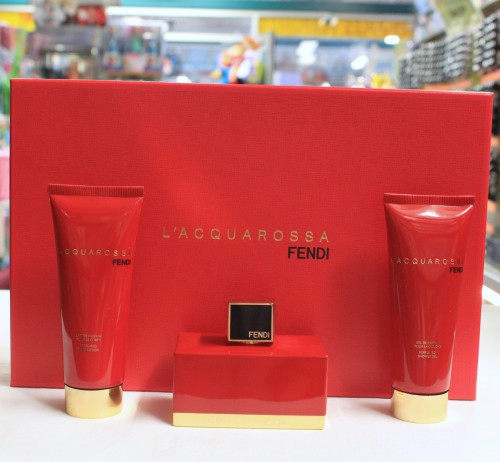 Fendi L'Acqa Rossa 3pcs Women Set, 2.5 oz Spray + Lotion + Shower Gel