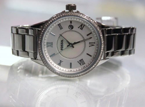 Bramd New FOSSIL BQ1105 Silver Stainless Steel Glitz Bezel WOMEN or MEN WATCH