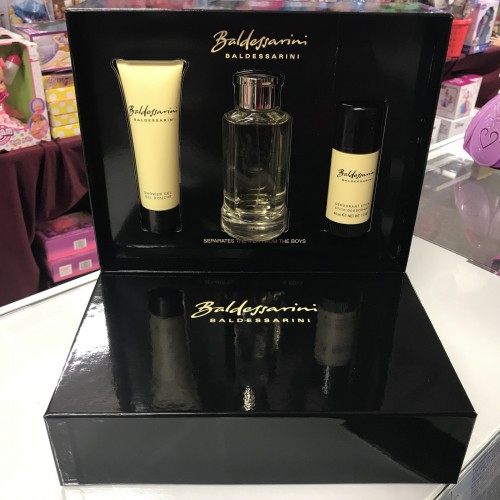 Baldessarini Rechargeable 3Pieces Men Set   2.5 fl.oz + 1.7 Gel  + 1.4 oz deo