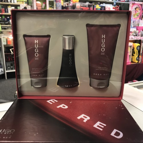 Deep Red by Hugo Boss for Women 1.6 oz EDP spray + 5.0 Lotion + 2.5 oz Gel