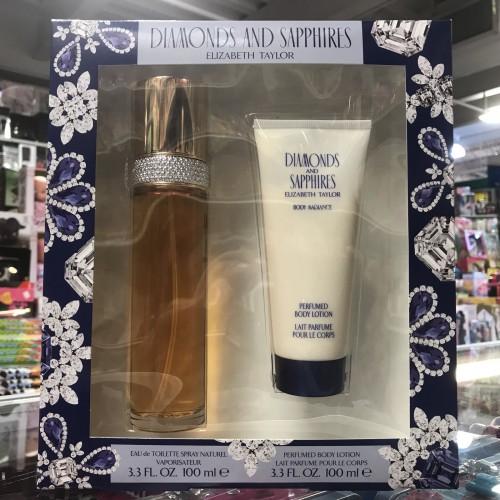 DIAMONDS and SAPPHIRES ELIZABETH TAYLOR 2pcs WOMEN Set, 3.3 OZ + 3.3 BODY LOTION