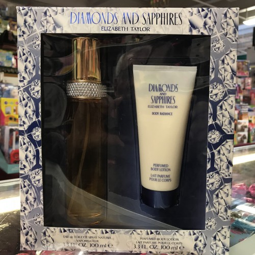 DIAMONDS and SAPPHIRES ELIZABETH TAYLOR 2pcs WOMEN Set, 3.3 OZ + 3.3 BODY LOTION