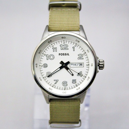 New Fossil FW18WAST14 Beige Strap Stainless Steel Unisex Men or Women Watch