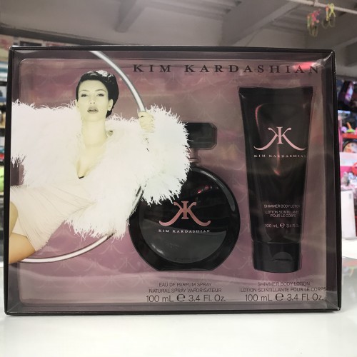 KIM KARDASHIAN 3.4 EDP Spray + Shimmer Body Lotion 2-pcs Set FOR WOMEN, RARE