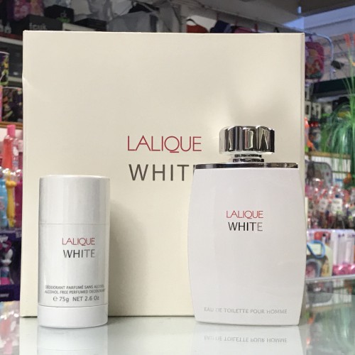 LALIQUE White by Lalique 2pcs Men Set 4.2 oz EDT Spray + 2.6 oz Deodorant Stick