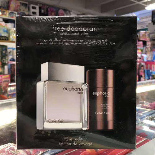 Euphoria BY CALVIN KLEIN 2Pcs MEN Set, 3.4 OZ + 2.6 OZ Deodorant Stick