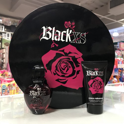 XS Black by Paco Rabanne 2PCs Women Set, 1.0 oz + 1.7 Body Lotion, rare