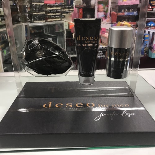 DESEO for Men by Jennifer Lopez 3-PCS SET, 3.4 OZ + Aftershave Balm + Deo Stick