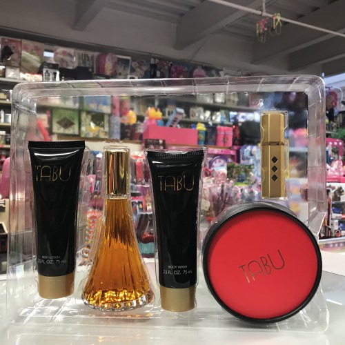 TABU by DANA 5-Pcs Set for Women, 2.5 oz+lotion+shower gel+powder+automizer