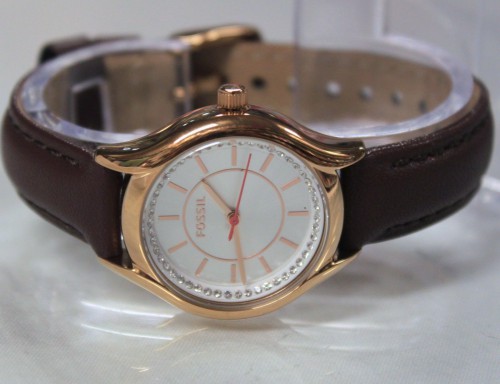 New Fossil ES3594 Chelsey Multi-Functin Glitz Brown Leather Strap Women Watch