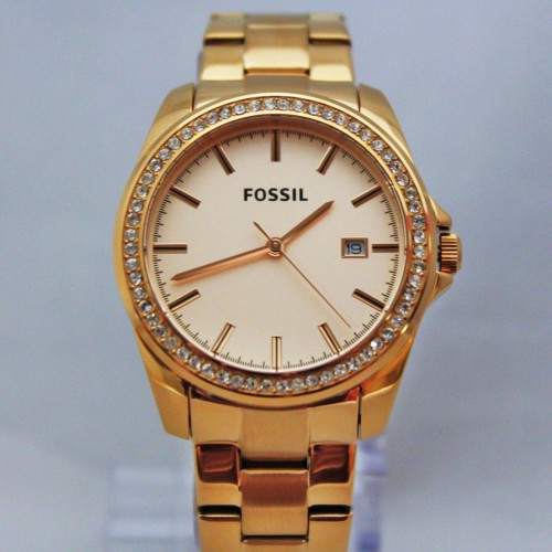 New Fossil BQ3187 Classic Glitz Rose Gold Stainless  Women Watch