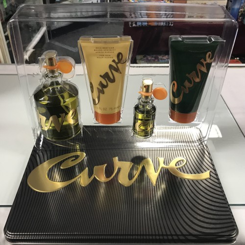 CURVE by Liz Claiborne 4PCs Men Set, 4.2 OZ + 0.5 + Skin Soother + Body Wash