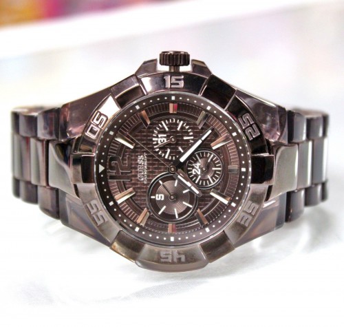 New Guess U0042G2 IP Vector Brown Acrylic Chronograph Men Watch