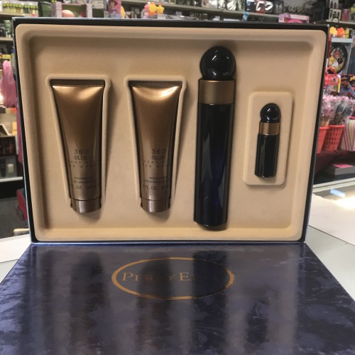 360 BLUE by PERRY ELLIS 4-PCs WOMAN Set 3.4 OZ + MINI + Body Lotion + Gel