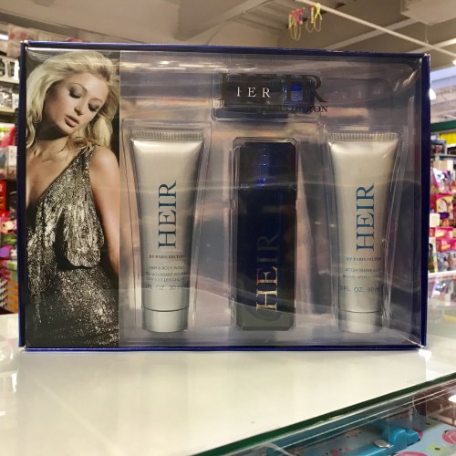 Heir by Paris Hilton 4-PCs Men Set, 3.4 oz + 0.25 + 3.0 Aftershave + Body Wash