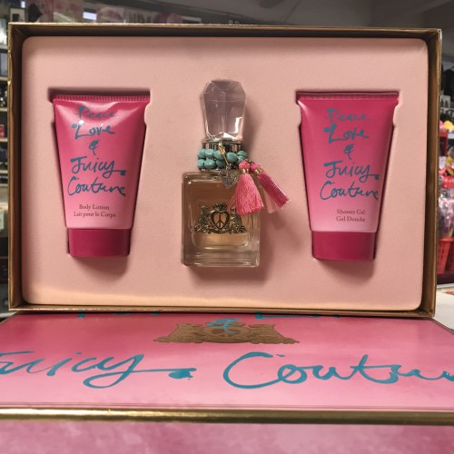PEACE & LOVE by JUICY COUTURE for WOMAN 1.7 OZ EDP Spray + 4.2 body lotion + gel