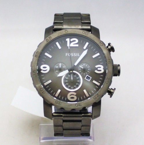 New FOSSIL JR1437 NATE Chronograph Smoke Grey Stainless Steel Watch for Men