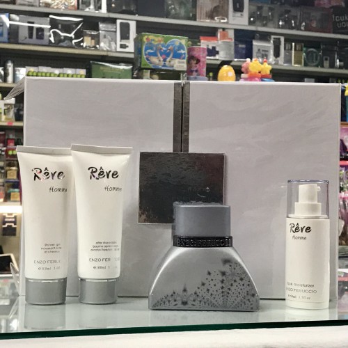 REVE by ENZO FERUCCI Men Set, 3.4 OZ EDP + AFTERSHAVE + SHOWER GEL + MOISTURIZER