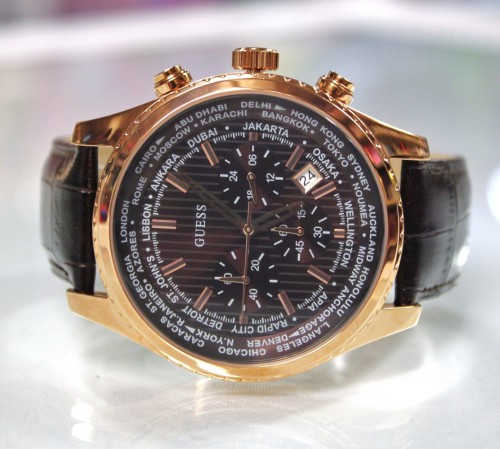 New Guess U0500G3 Luscious Chronograph Brown Leather Band Men Watch