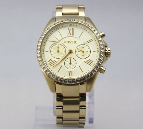 New Fossil BQ1775 Modern Courier Chronograph Gold Stainless Steel Women Watch