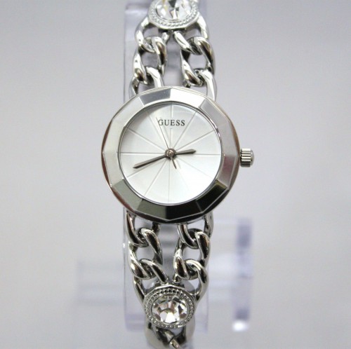 NEW GUESS U0752L1 Silver Tone Chain Stainless Steel  Women Bracelet Watch