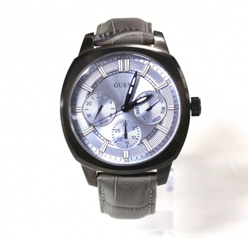 New Guess W0660G2 Grey Leather Band IP Steel Case Chronograph Men Watch