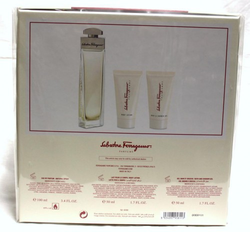 Salvadore Ferragamo Pour Femme 3-pcs Women Set, 3.4 oz + Body Lotion + Gel