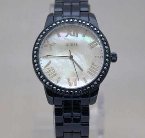 New Guess W0444L4 Mother of Pearl Glitzy Blue Stainless Steel Women Watch