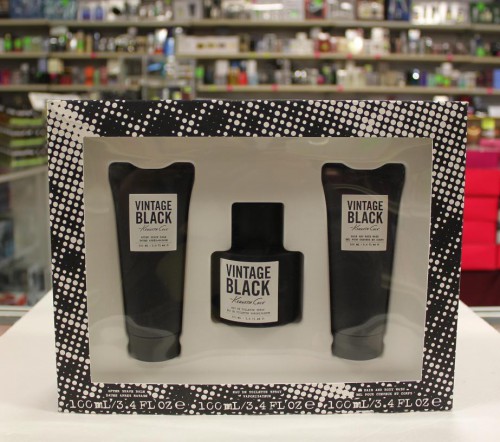 Vintage Black by Kenneth Cole 3-PCs men set, 3.4 oz + Aftershave + Body Wash