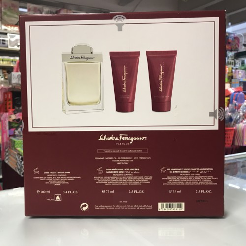 Salvadore Ferragamo Pour Homme 3-pcs Men Set, 3.4 oz + Aftershave + Shower Gel