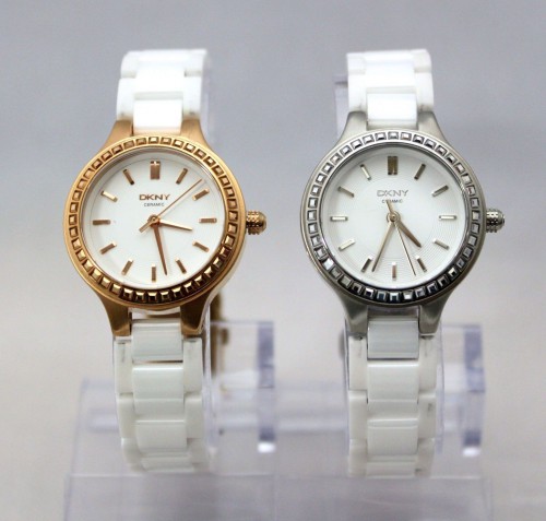 NEW DKNY MINI Chambers NY2249 Silver / NY2251 Rose Gold Ceramic Band Women Watch