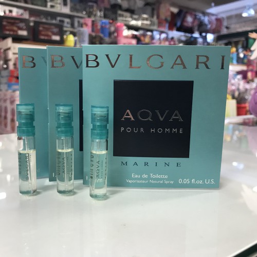 3-Qty Aqua Pour Homme Marine 0.05 oz/ 1.5 ml Eau De Toilette Spray vial on card
