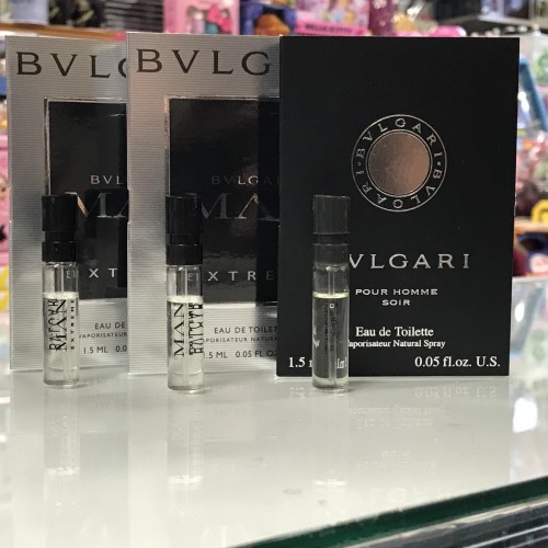 3-Qty, 2-Bvlgari MAN Extreme + 1-Pour Homme Soir 0.05 oz/ 1.5 ml EDT Spray vials