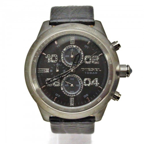 New Diesel DZ4437 Padlock Multifunction Gunmetal Dial Black Band Sport Men Watch