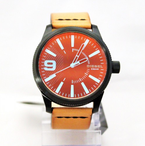 New Diesel DZ1860 5-BAR RASP Brown Leather Band Sport Men Watch