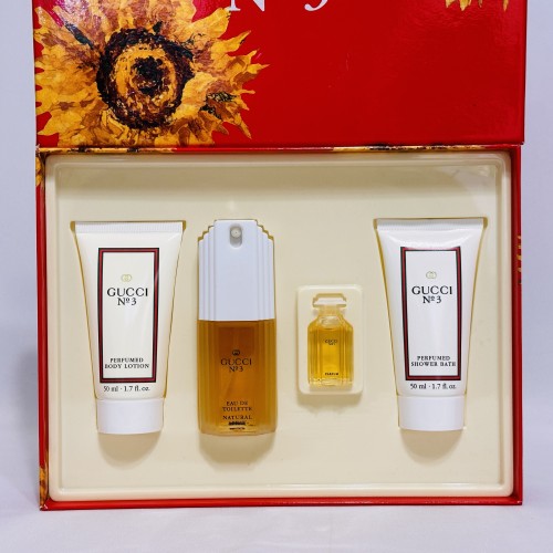 Gucci No.3 by Gucci 4PCs women set, 1.0 oz + mini + Lotion + shower bath