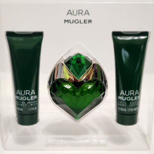 Aura Mugler by Mugler 3PCs women set, 1.7 oz EDP spray + 1.7 Lotion + Shower Mlk