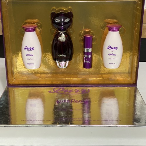 Purr by Katy Perry 4Pcs Rare women set, 3.4 + 0.5 EDP spray + 4.0 Lotion + Gel
