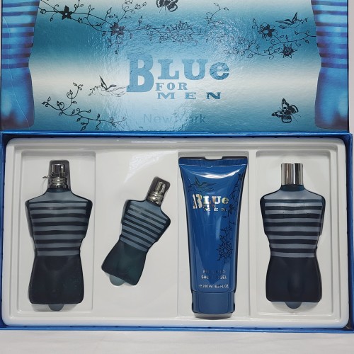 Blue by Blue Perfumes for men, 4 Pieces men set 4.2 + 1.3 EDP spray + AS + Gel