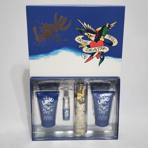 Ed Hardy Love is by Ed Hardy for men 3.4 Oz, 4Pcs Men Set